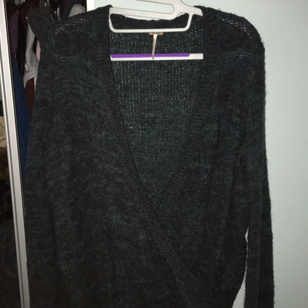 Free people blue deep-V sweater